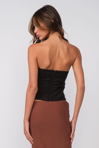 Carly Black Eyelet Tube Top