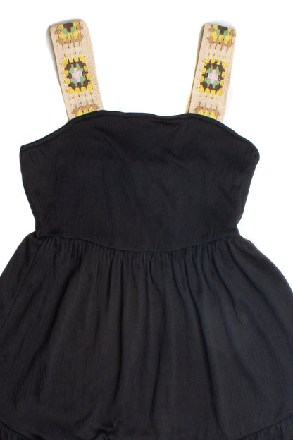 Black Crochet Strap Dress