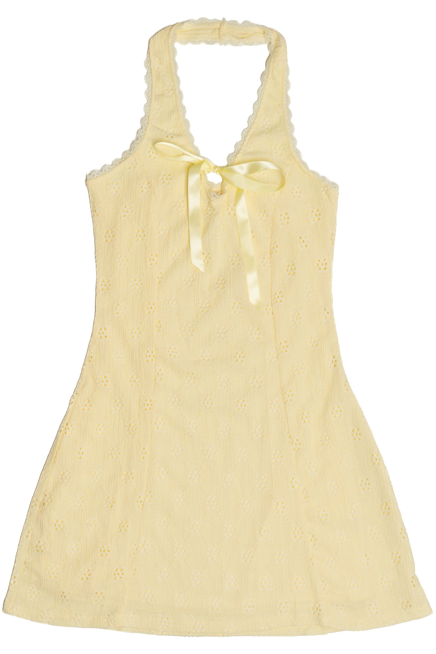 Satin Bow Halter Neck Mini Dress