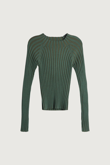 OPEN BACK MOCKNECK SWEATER