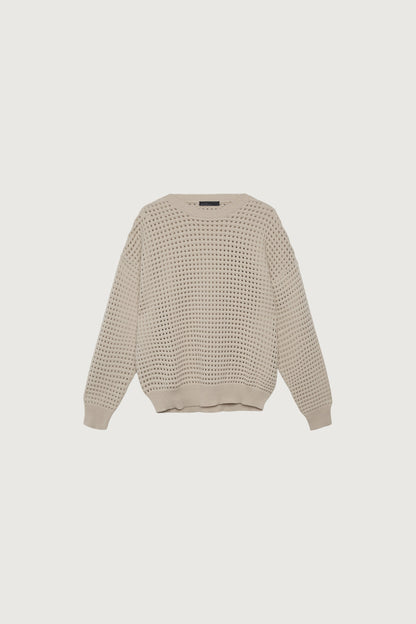 CREWNECK OPEN KNIT SWEATER