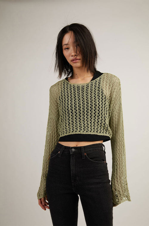 CROPPED CROCHET SWEATER