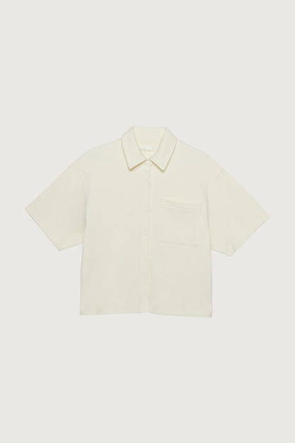 OVERSIZED TERRY BUTTON UP SHIRT
