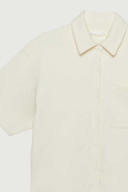 OVERSIZED TERRY BUTTON UP SHIRT