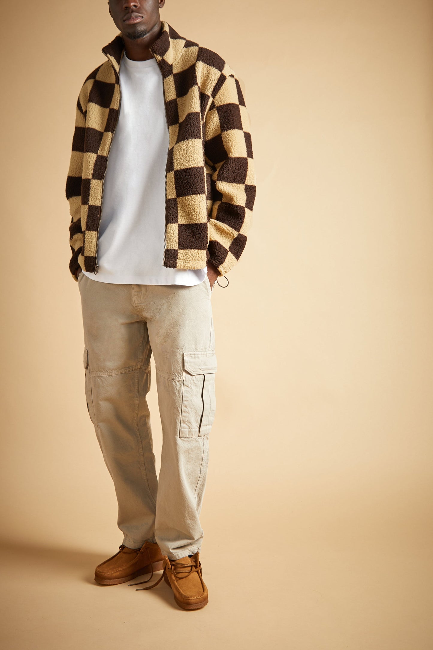CHECKERED SHERPA ZIP-UP