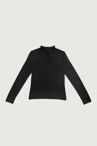 MOCKNECK TOP WITH FRONT CUTOUT