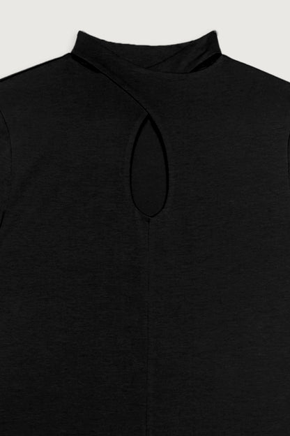 MOCKNECK TOP WITH FRONT CUTOUT
