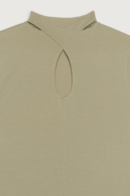 MOCKNECK TOP WITH FRONT CUTOUT
