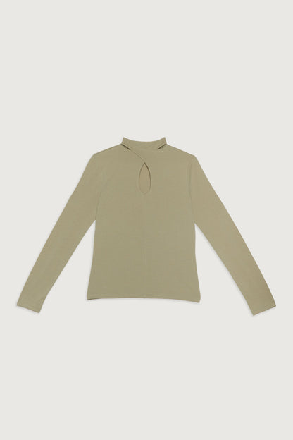 MOCKNECK TOP WITH FRONT CUTOUT