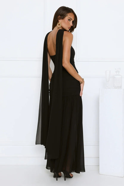 Soirée Glow Strapless Maxi Dress Black