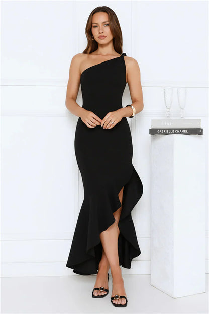 Go To Girl One Shoulder Maxi Dress Black
