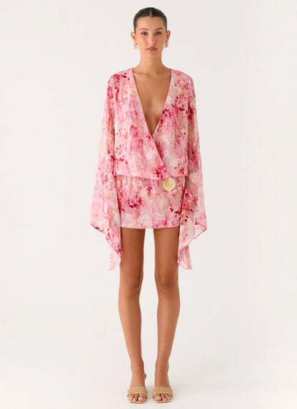 Junia Long Sleeve Mini Dress - Pink