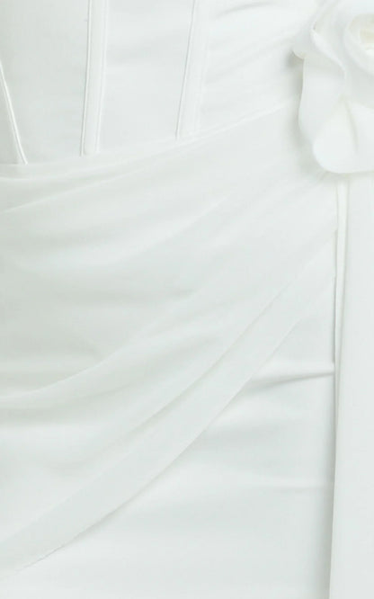 Riley Mini Dress - Strapless Draped Corset Bodycon Dress in White