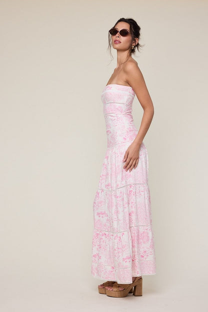 Amalfi White and Pink Floral Maxi Dress