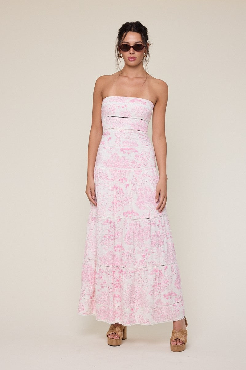 Amalfi White and Pink Floral Maxi Dress