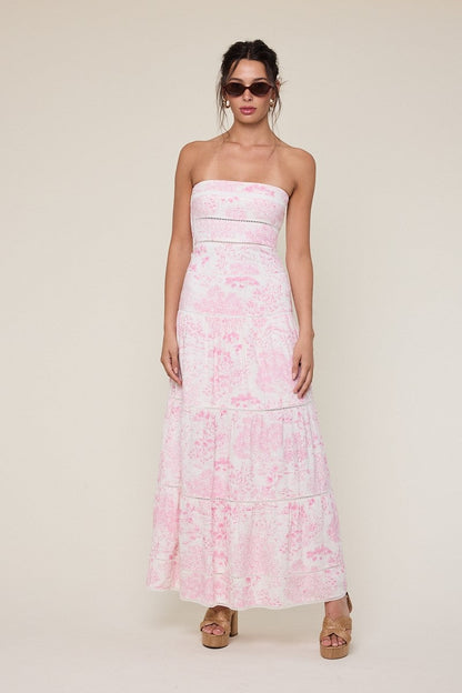 Amalfi White and Pink Floral Maxi Dress