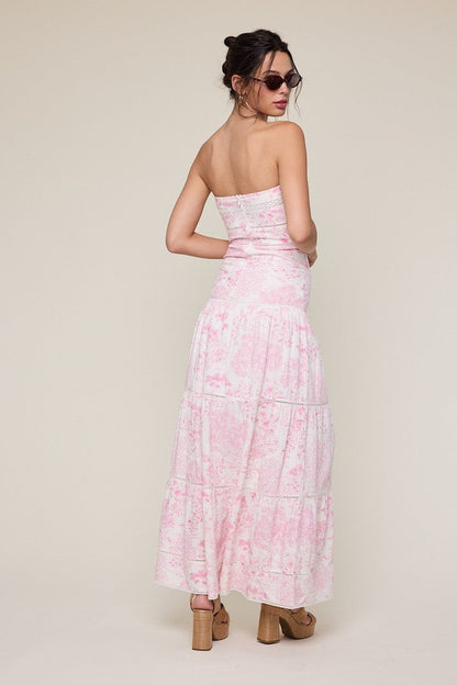 Amalfi White and Pink Floral Maxi Dress