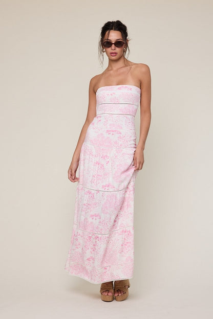 Amalfi White and Pink Floral Maxi Dress