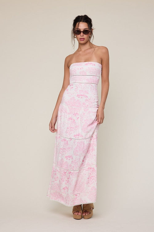 Amalfi White and Pink Floral Maxi Dress