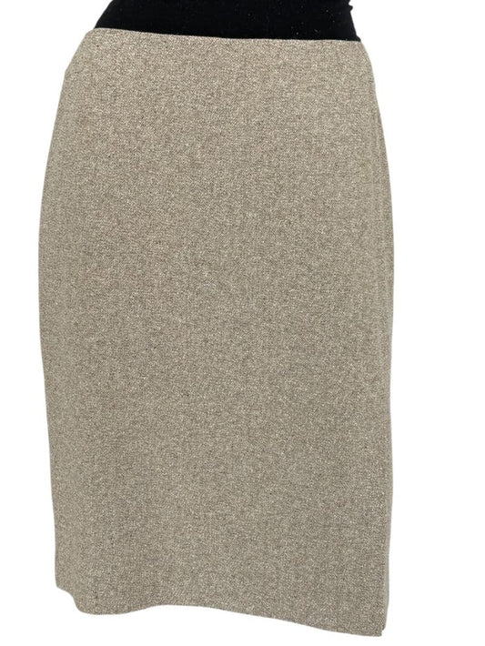 Anne Klein Wool Silk Cashmere Blend Pencil Skirt Beige Textured Size 8