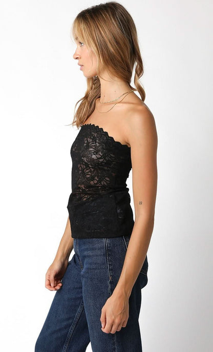 Aria Black Sheer Lace Tube Top