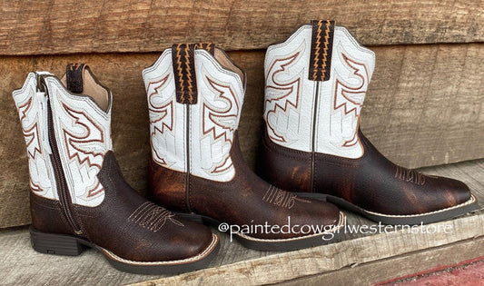 Ariat Children's/Youth Sorting Pen Brown Square Toe Western Cowboy Boots 10035990 10036036-Painted Cowgirl Western Store