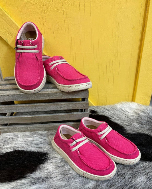 Ariat Girl's Hottest Pink Hilo Moc Toe Canvas Casual Shoes 10050909-Painted Cowgirl Western Store