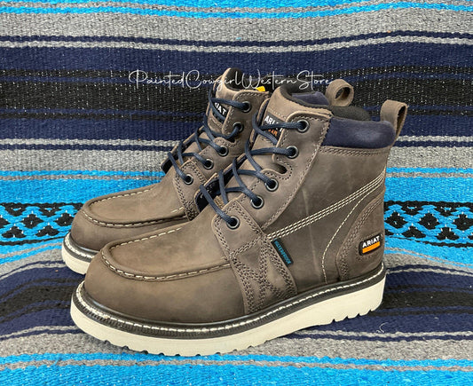 Ariat Women's Rebar Wedge Moc Toe Grey Waterproof Work Boot 10035770-Painted Cowgirl Western Store