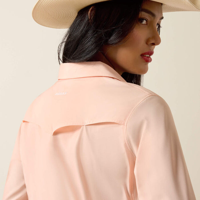 Ariat Women's VentTEK Solid Peach Pearl Snap Long Sleeve Western Shirt 10075359