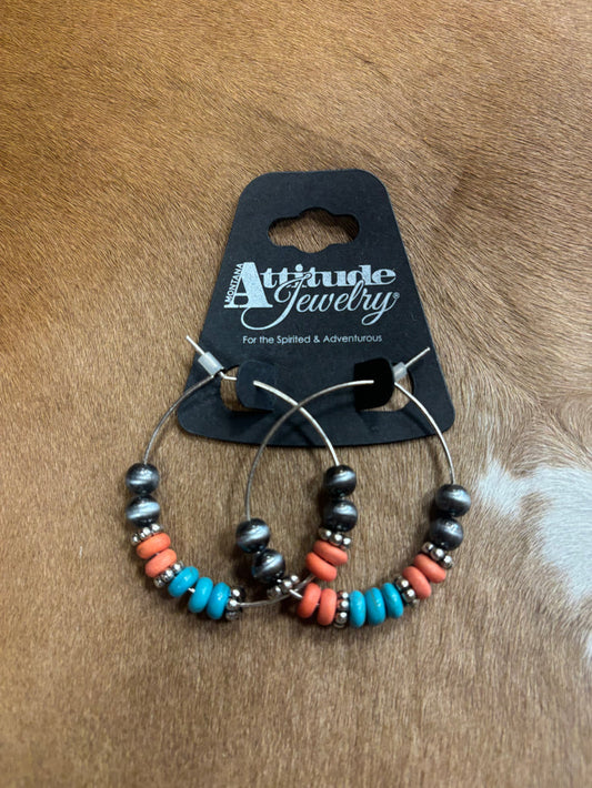Attitude by Montana Silversmiths Badlands Beaded Hoop Earrings AER6246