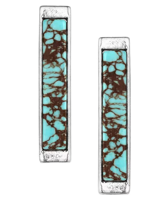 Attitude by Montana Silversmiths Turquoise River Hanging Bar Earrings AER6347