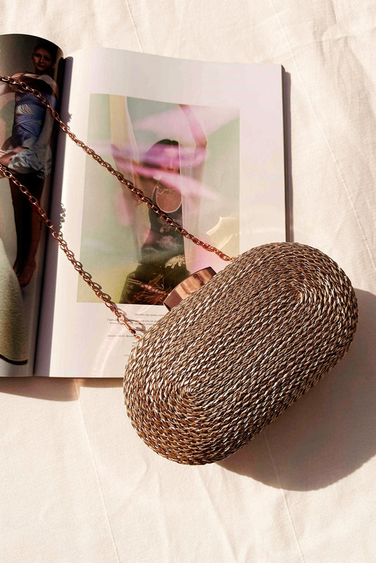 Aurora Gleam Clutch Bag - Rose Gold