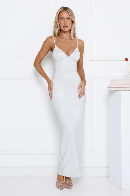 LUXE Diamond Diaries Maxi Dress White