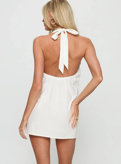 Celestyna Halter Mini Dress White