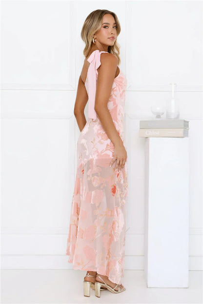 Glow Up Icon One Shoulder Maxi Dress Pink