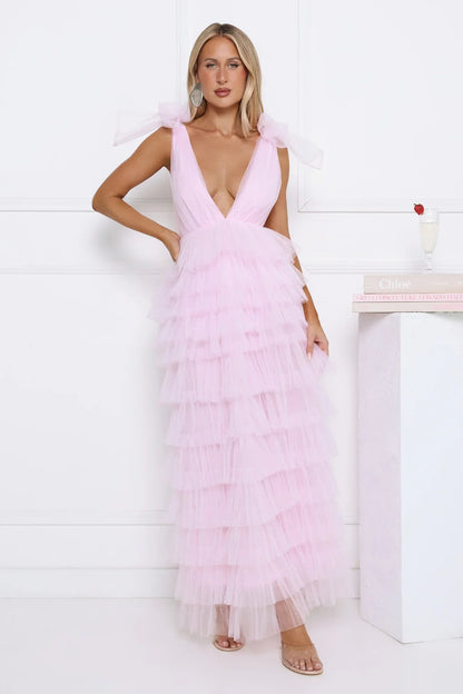 Hello Pretty Tulle Maxi Dress Pink