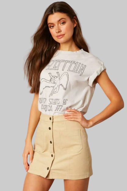 Amy Tan Corduroy Button-Up Mini Skirt