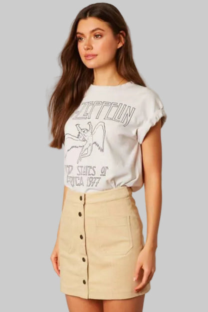 Amy Tan Corduroy Button-Up Mini Skirt