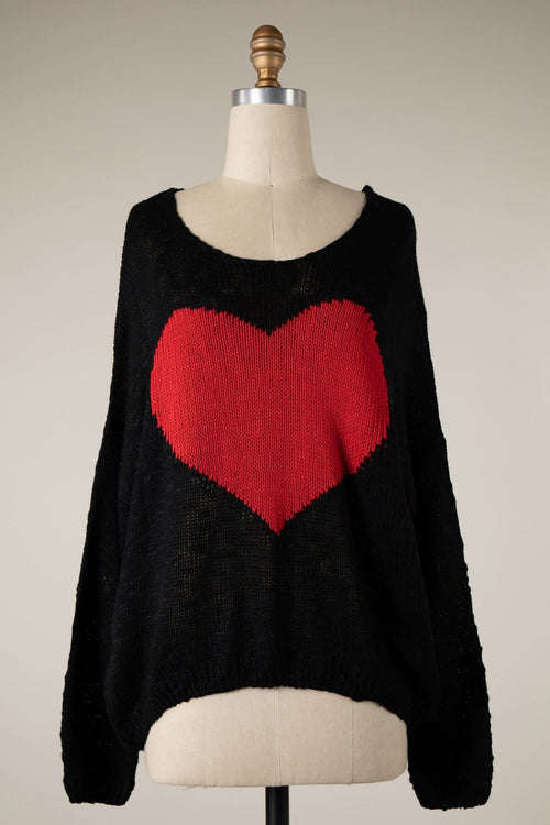 Be Mine Black Sheer Heart Sweater