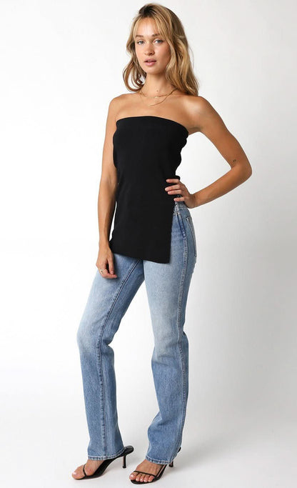 Lora Black Long Sweater Tube Top