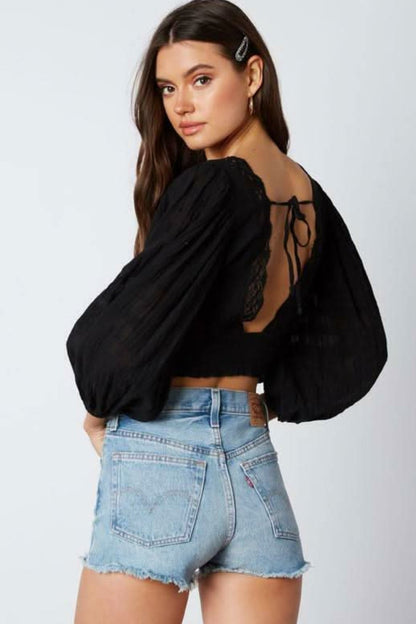 Lola Black Lace Crop Top