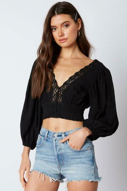 Lola Black Lace Crop Top