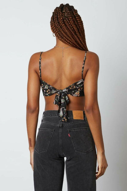 Carissa Black Paisley Floral Print Crop Top