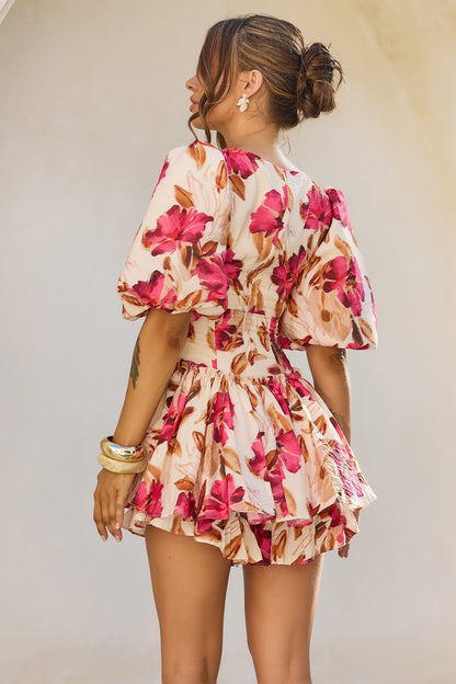 Blooming Belle Woven Playsuit - Wine Multi