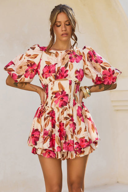 Blooming Belle Woven Playsuit - Wine Multi