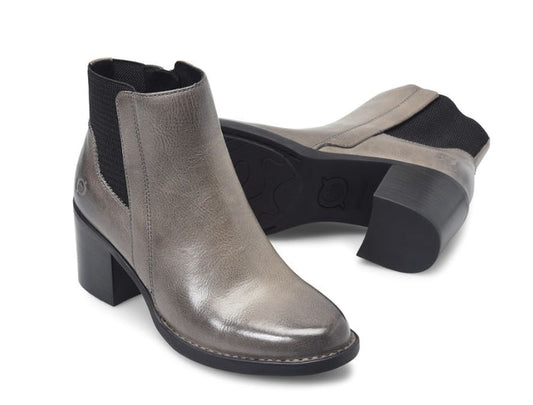 Born Women's Henni Grey Leather Monument Chelsea Ankle Boot BR0065422