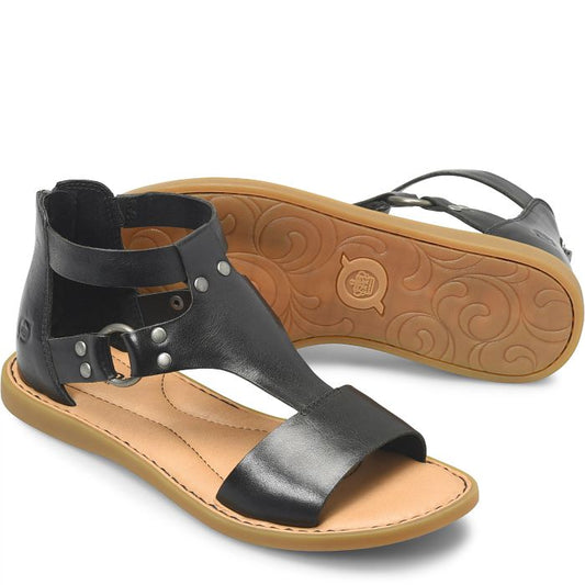 Born Women's Indi Black Leather Gladiator Sandals BR0071103