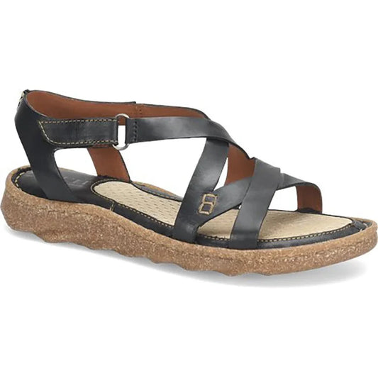 Born Women's Trinidad Sport Black Full Grain Leather Cross Strap Sandals BR0056803-BLK-Painted Cowgirl Western Store