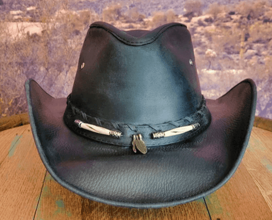 Bullhide Briscoe Black Leather Western Cowboy Hat 4052BL