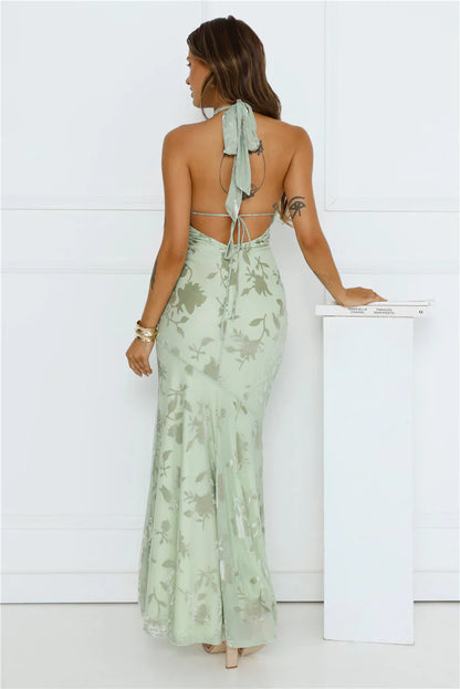 Social Girl Halter Maxi Dress Sage